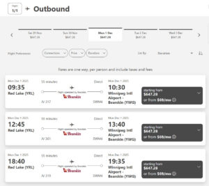 Red Lake To Winnipeg cash ticket