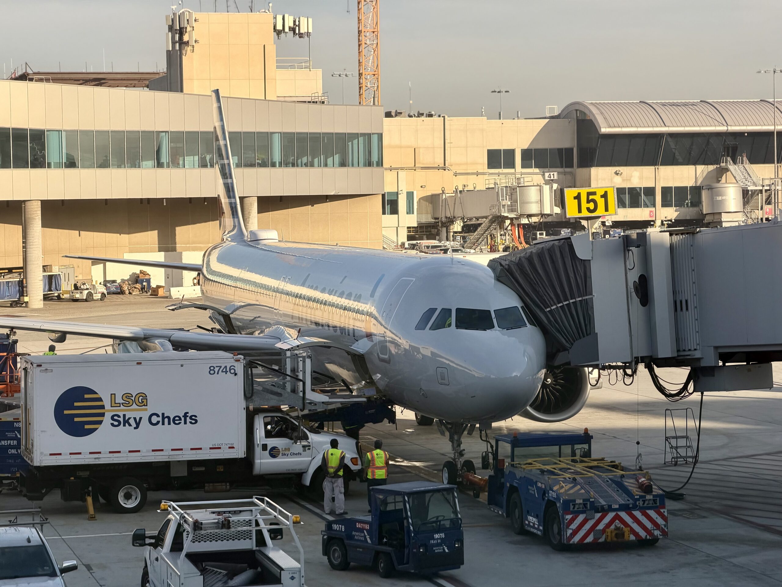 American Airlines A321XLR at a gate at LAX
