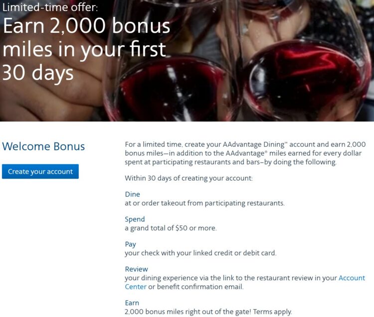 AA Dining 2,000 Bonus Points December 2025 Promotion