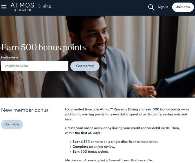 Alaksa Atmos Rewards Dining 500 Points New Member Bonus