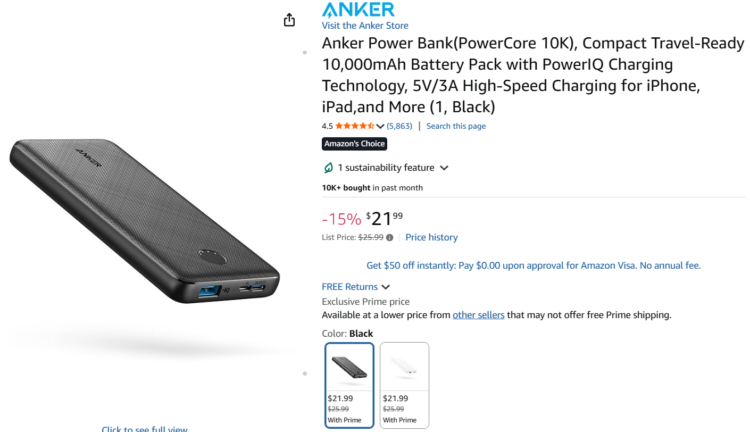 Anker power bank discounted for Amazon Big Spring Sale