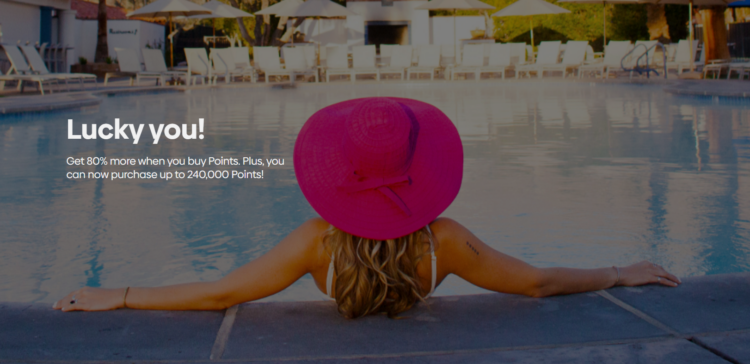 Screenshot of banner to buy Hilton points with an 80% bonus