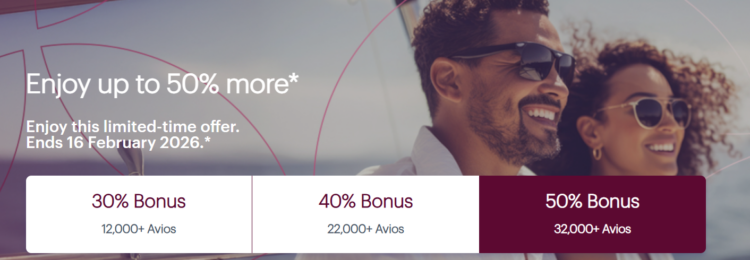 Qatar Airways buy Avios promo banner
