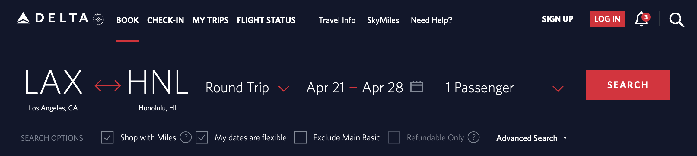 Delta flight parameters