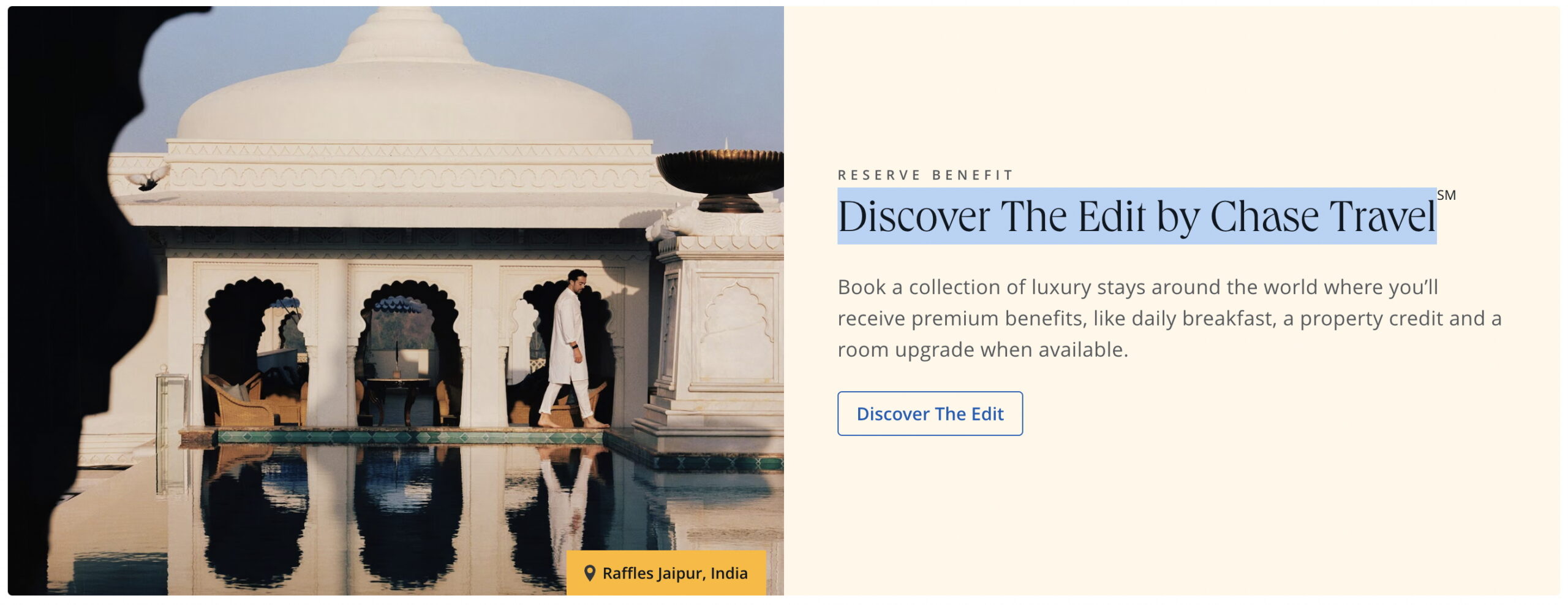 Screenshot from the Chase Travel portal showing how to display all The Edit hotels