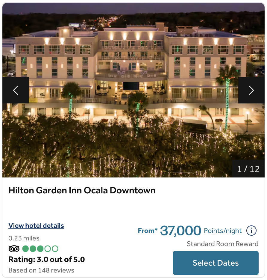 Award calendar for the Hilton Garden Inn Ocala Downtown.