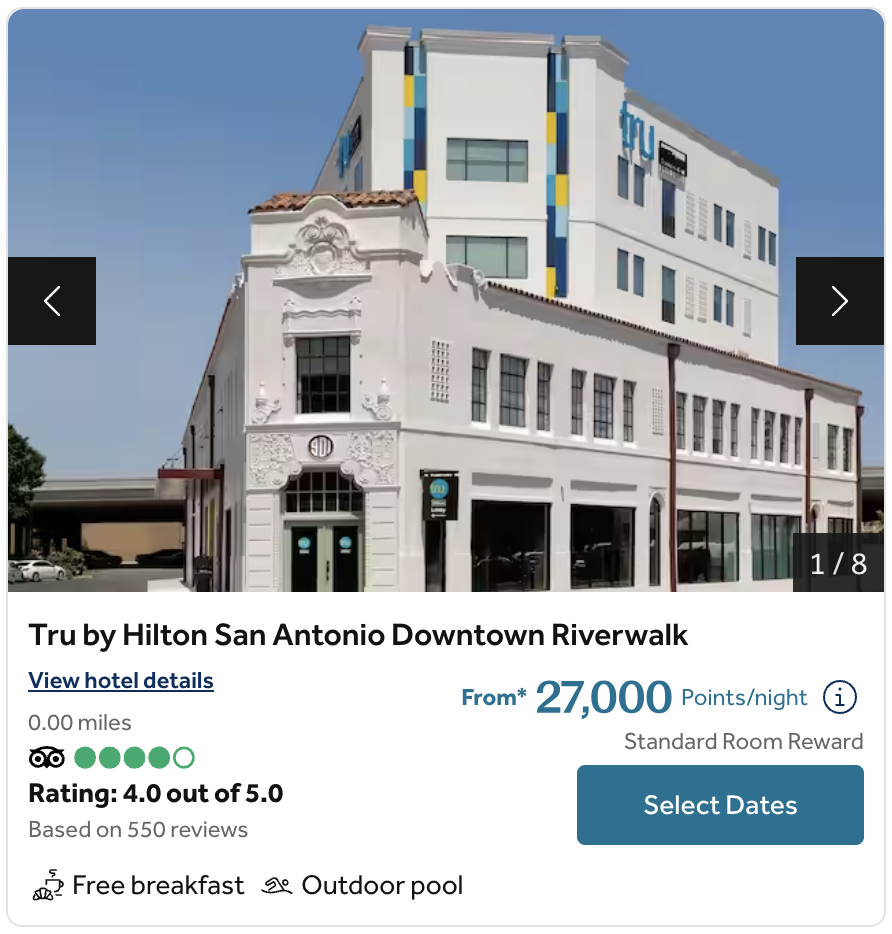 Award calendar for the Tru by Hilton San Antonio Downtown Riverwalk.