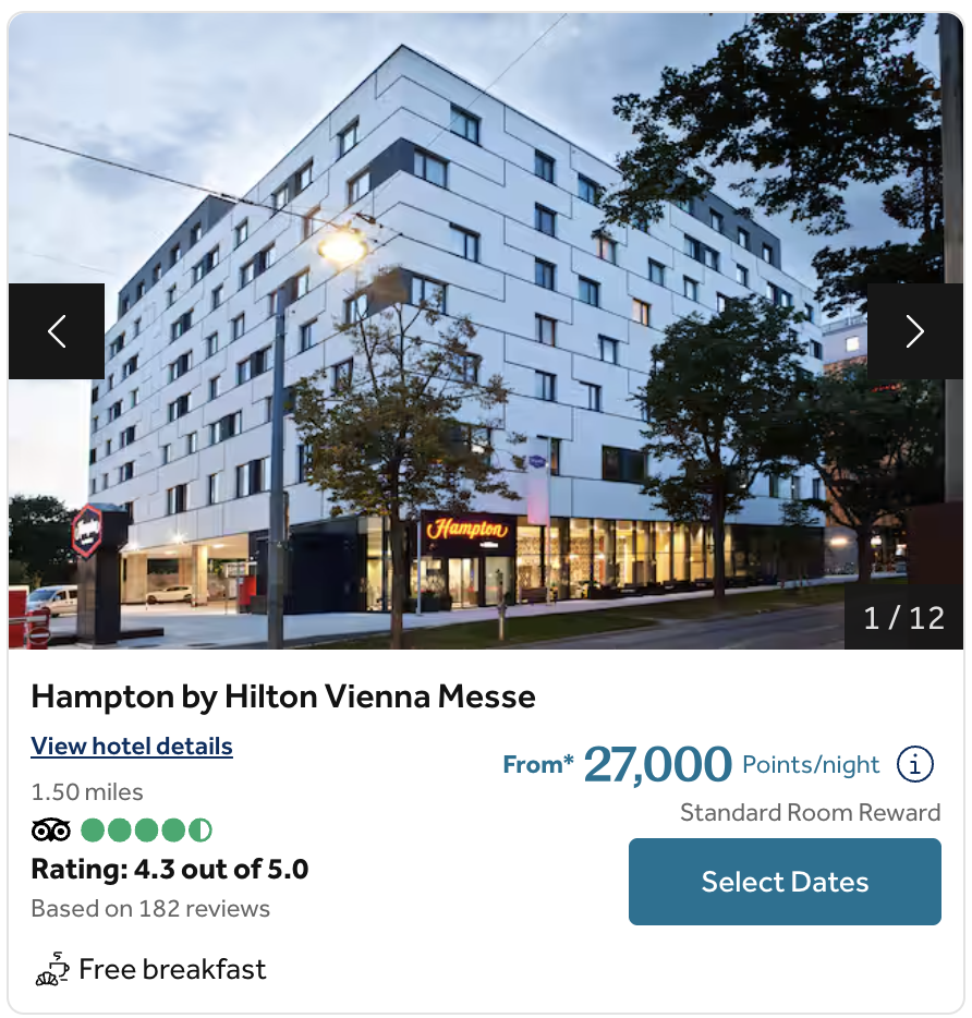 Award calendar for the Hampton by Hilton Vienna Messe.