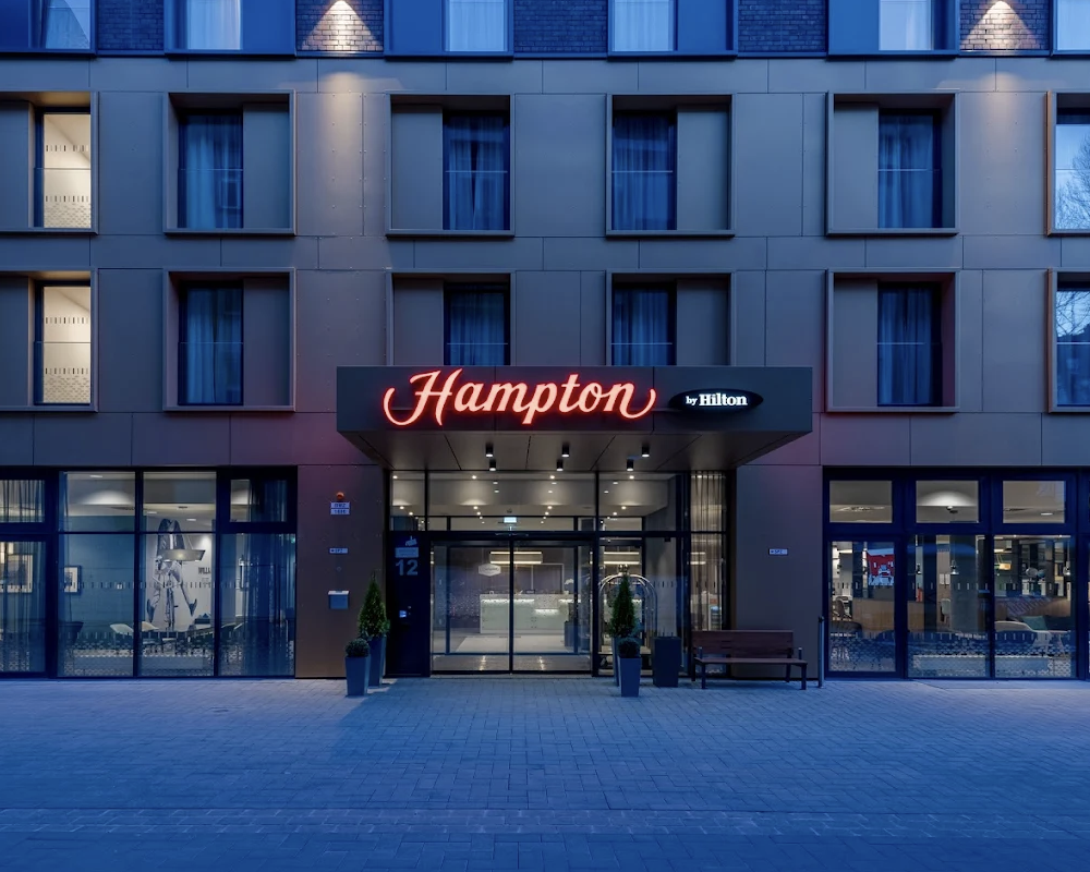 Entrance to the Hampton by Hilton Dusseldorf City Centre.