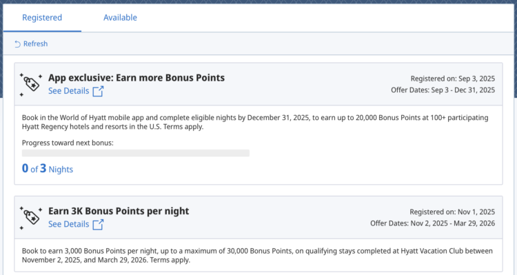 Hyatt promotion dashboard.