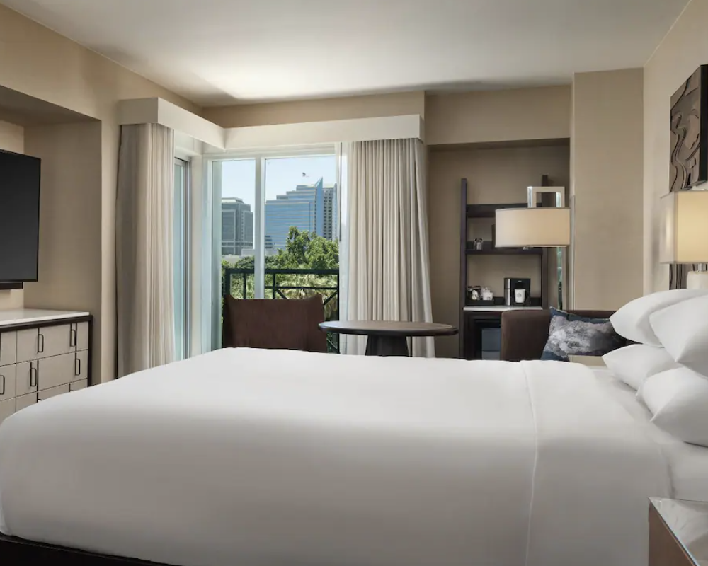 Bedroom at the Hyatt Regency Sacramento.