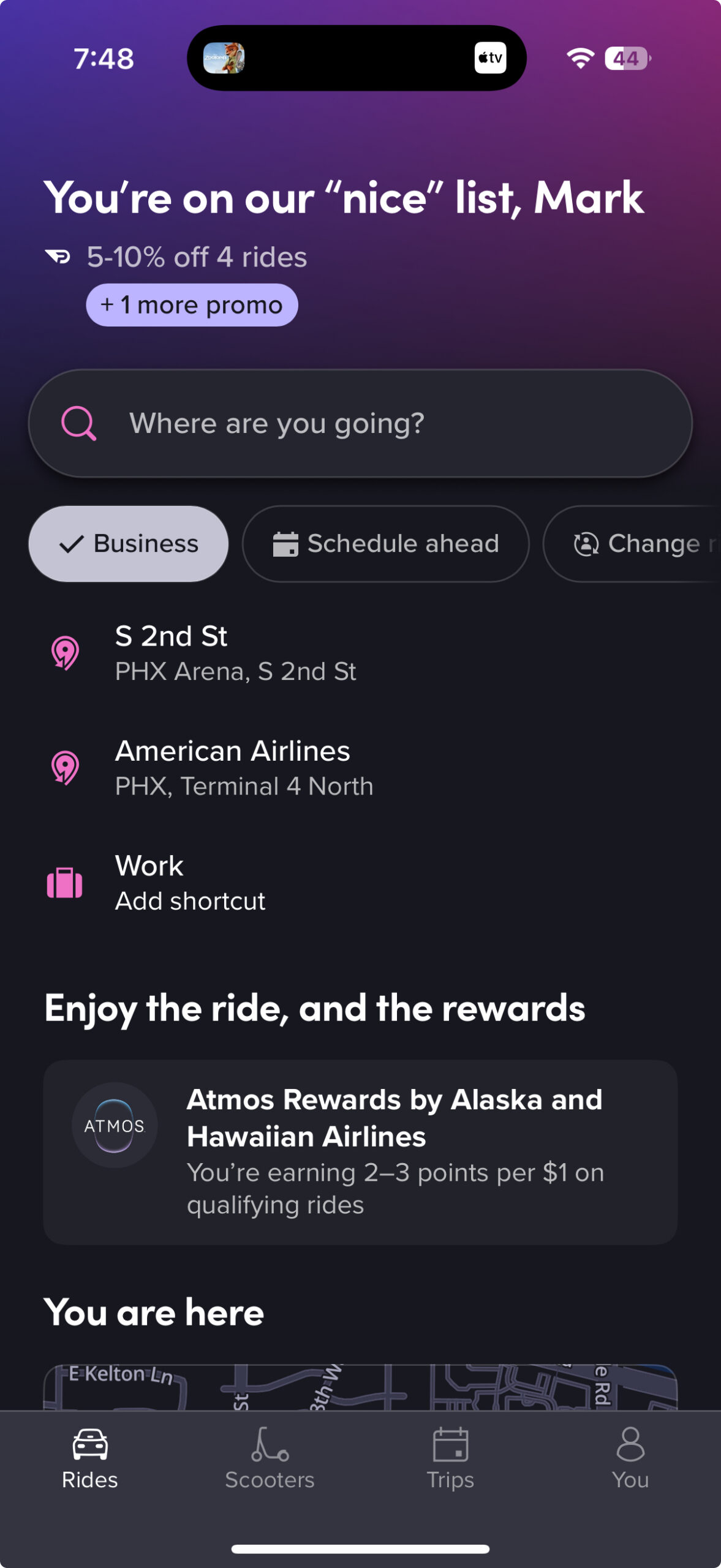 Lyft Business selection