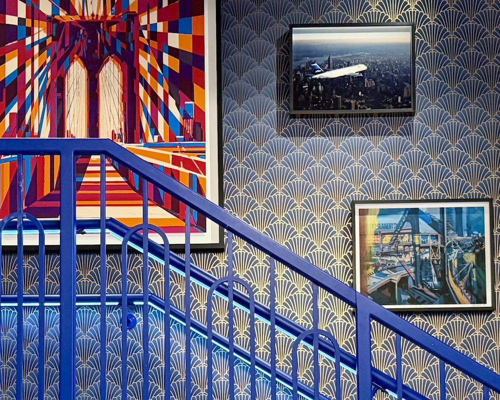 JFK BlueHouse lounge stairs.