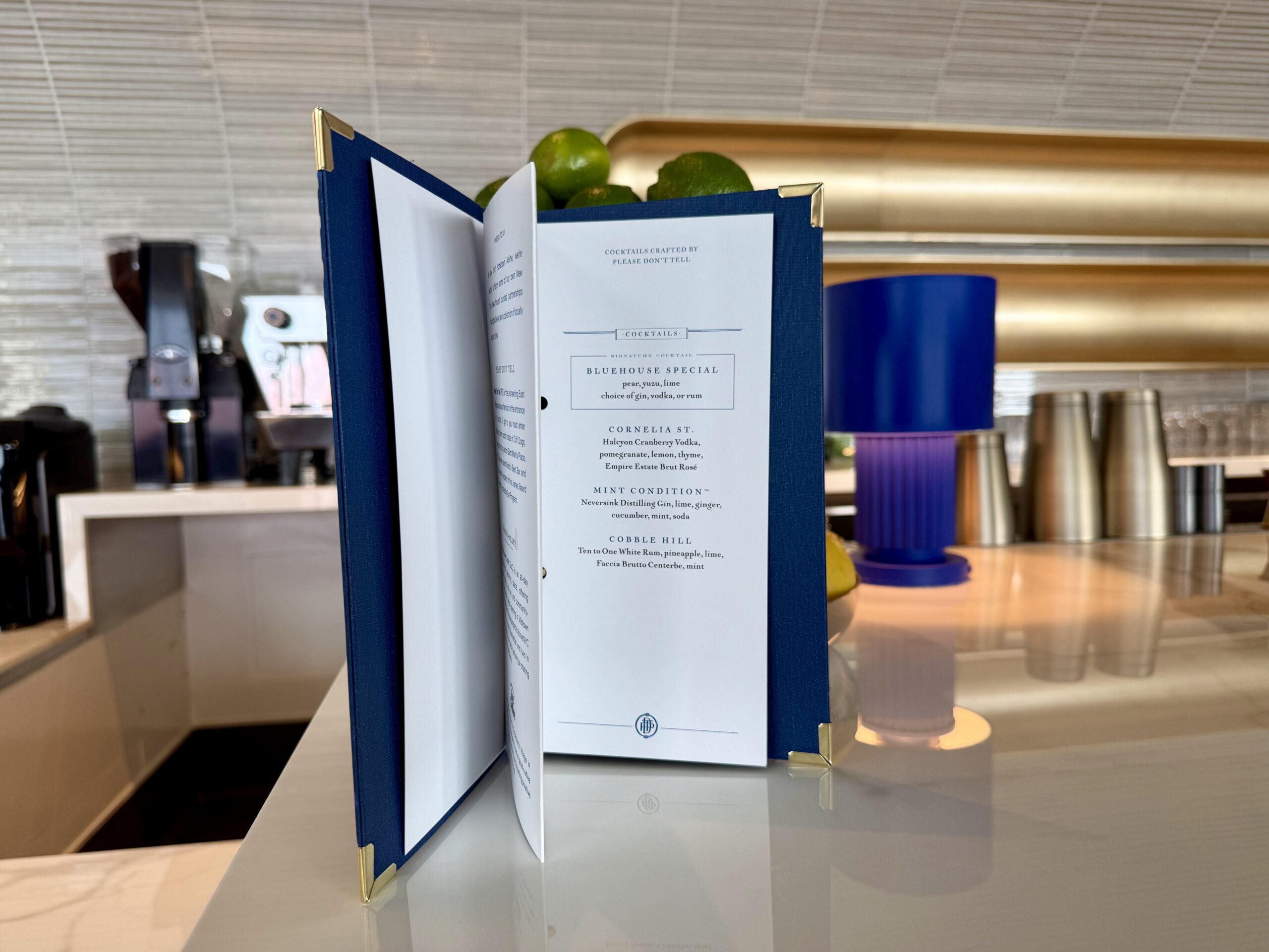 JFK BlueHouse lounge bar menu