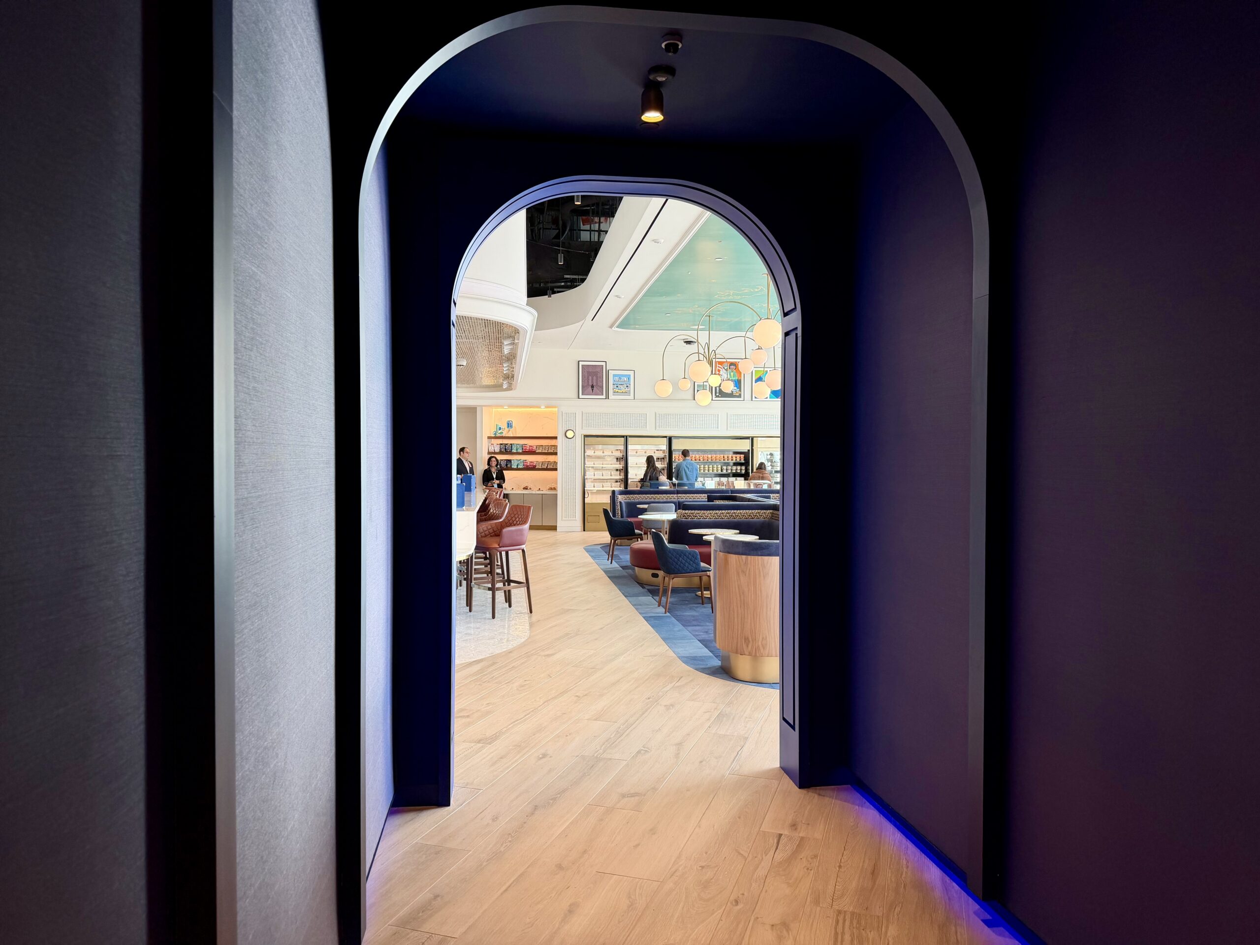 JFK BlueHouse lounge walkway.