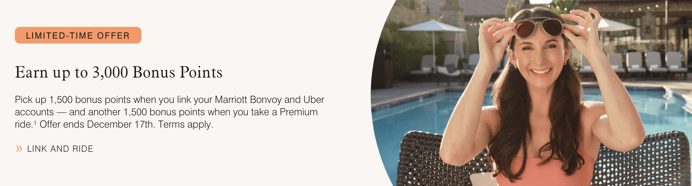 Earn up to 3,000 bonus points when you link your Uber and Marriott accounts and take a premium ride. 