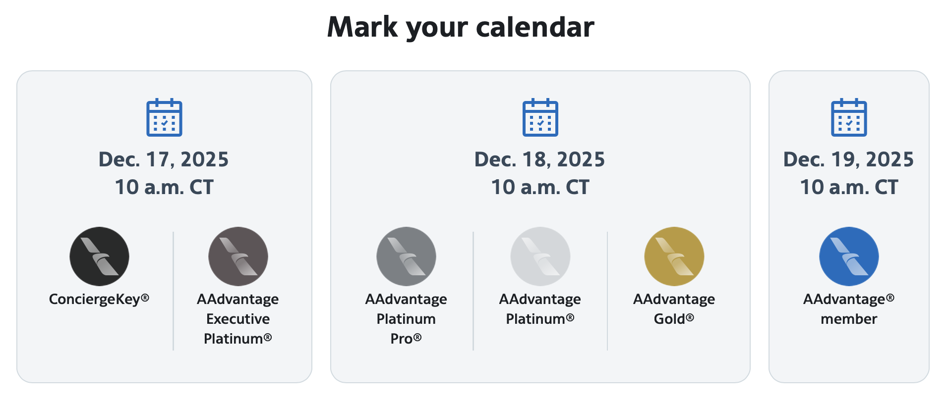 A screenshot showing the timeline for purchasing World Cup tickets with AAdvantage miles