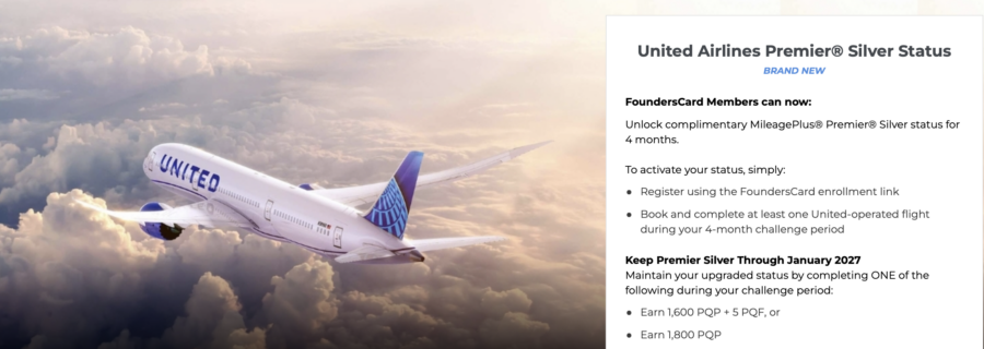 Screenshot of the United/FoundersCard promotion