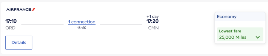 DEN-CMN for 25,000 Flying Blue miles