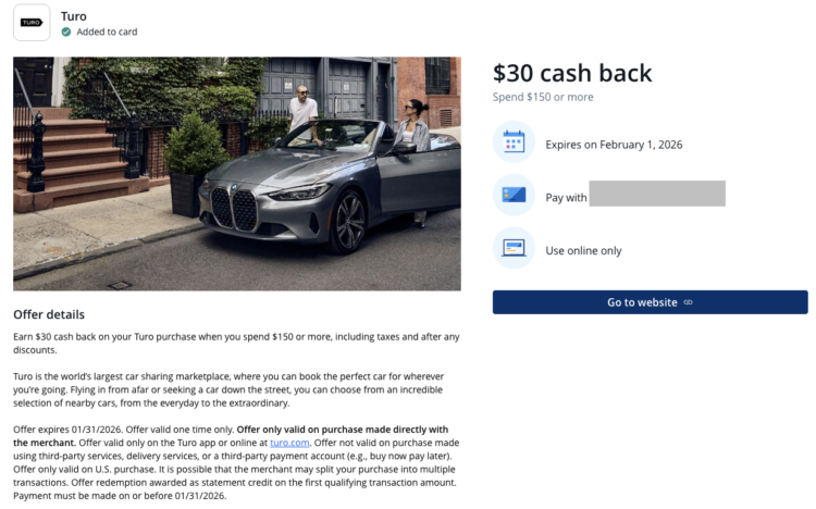 $30 back at Turo