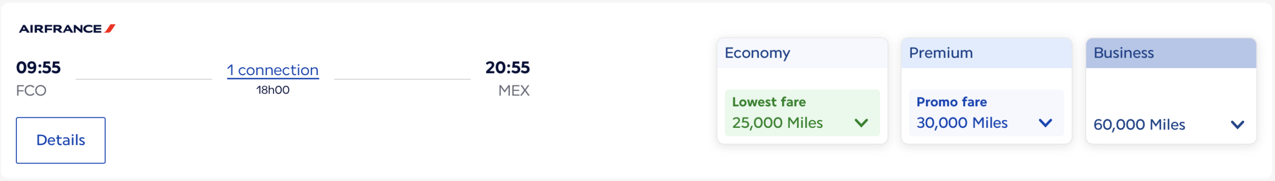 FCO to MEX using Flying Blue miles