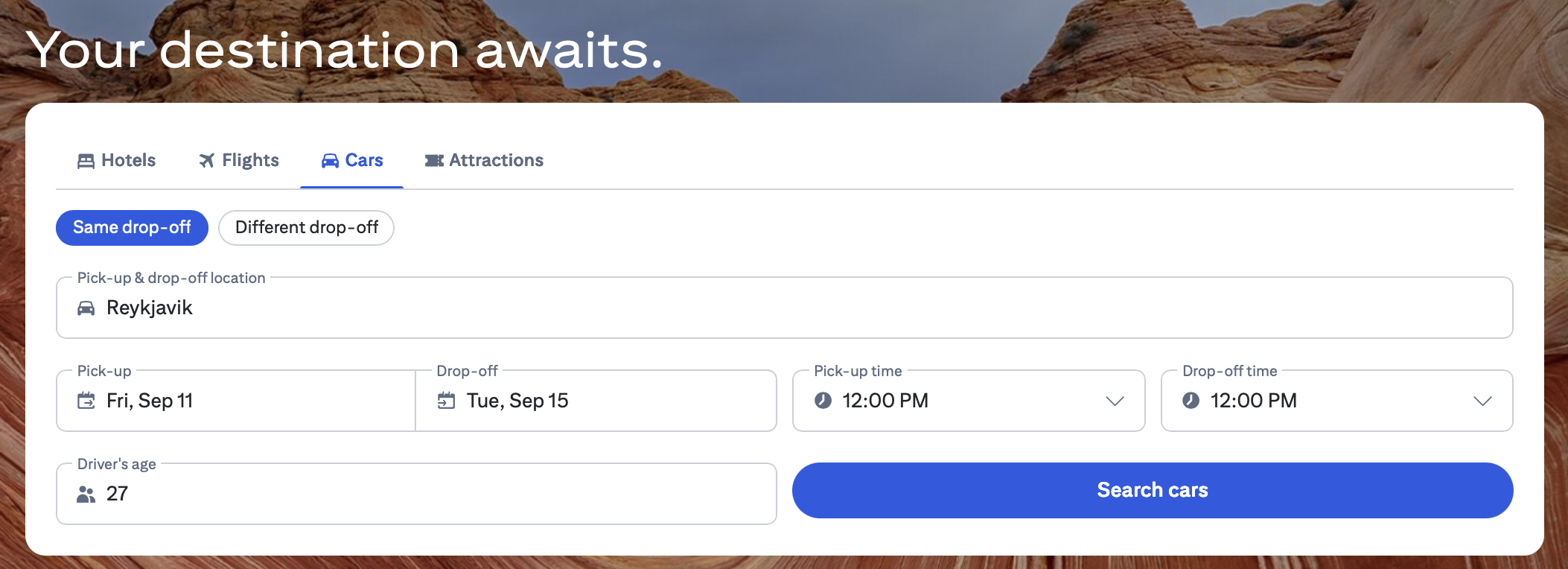 Citi Travel car rental pickup and return detail entry