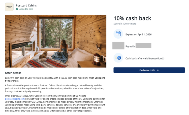 10% at Postcard Cabins