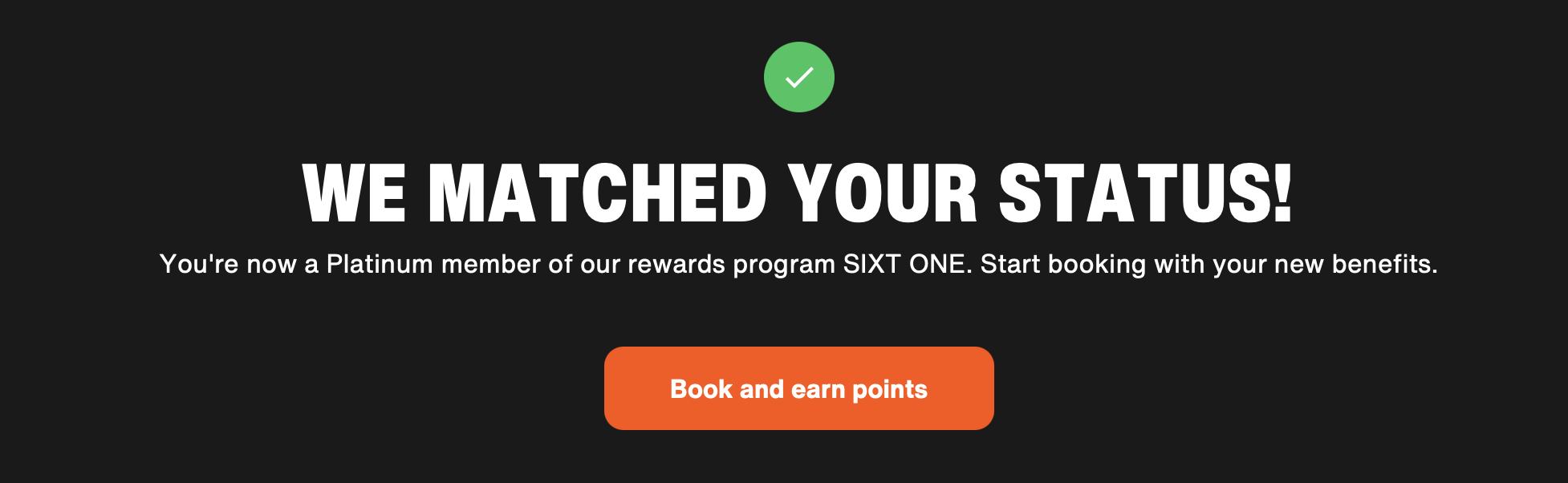 Sixt Platinum status match confirmation