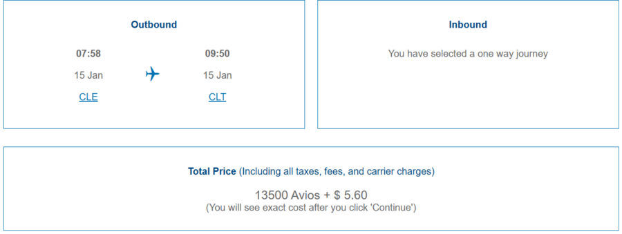 Cleveland to Charlotte on American