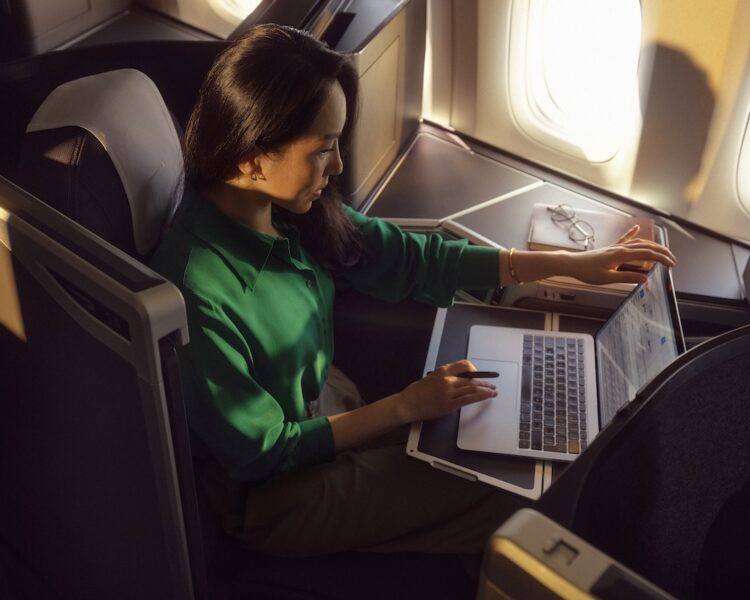British Airways Customer Using Wi-Fi in Club World