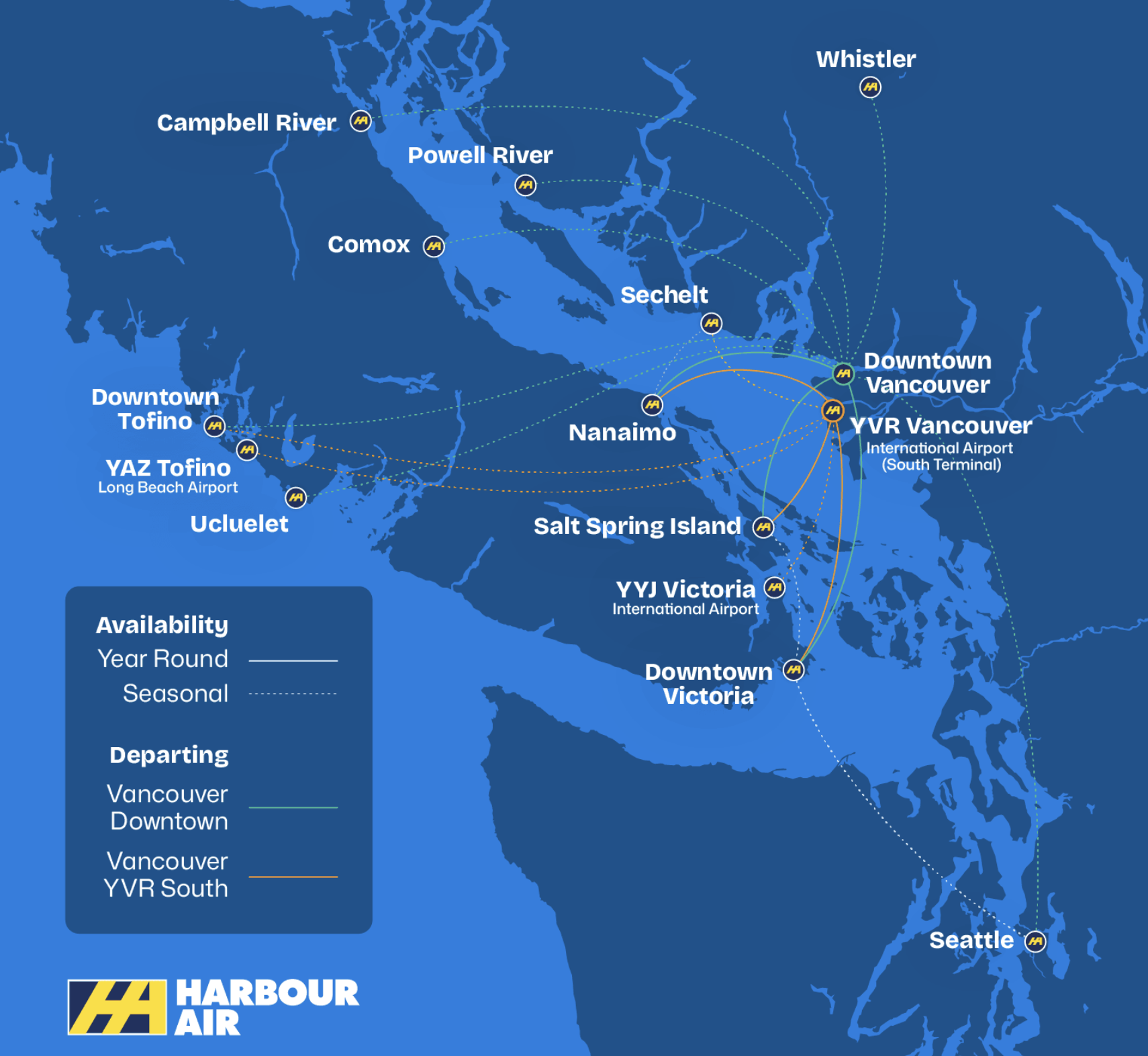 Harbour Air route map.