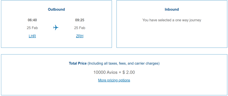 London to Zurich on BA