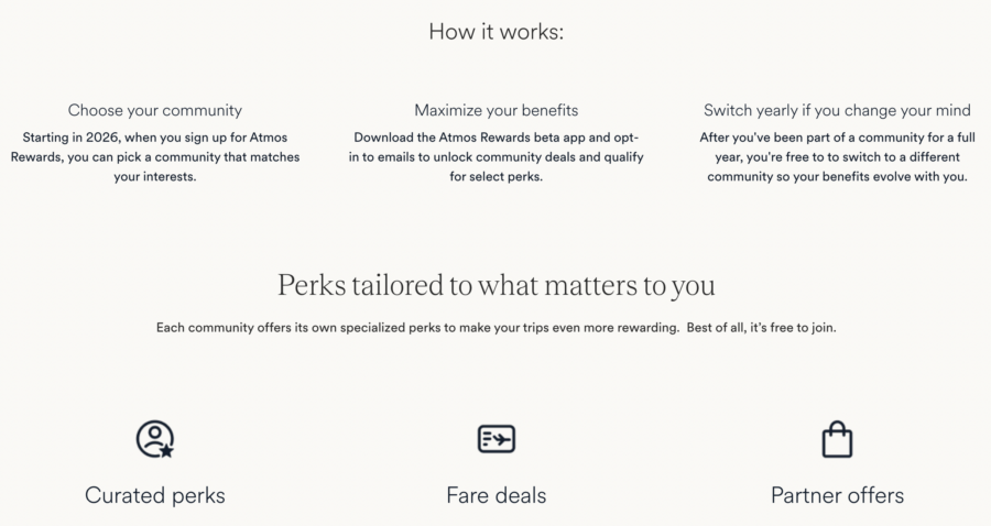 Screenshot from Alaska Airlines' website showing Atmos Rewards Communities