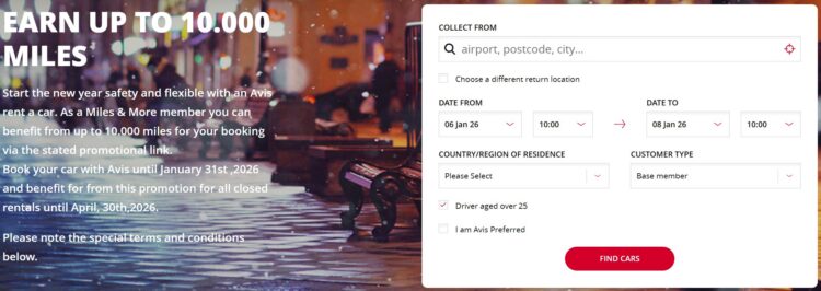 Avis 24,000 Bonus Miles 2026 Promotion