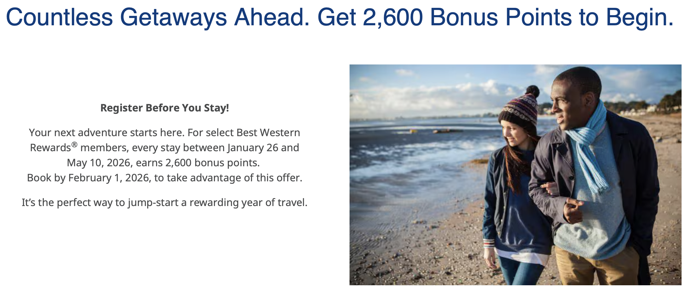 Best Western 2,600-point promo banner.