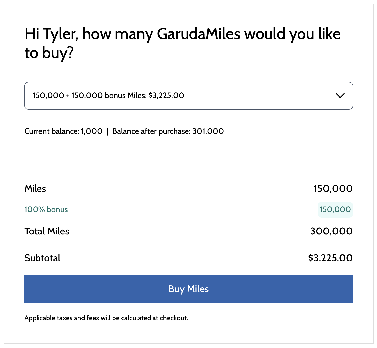 Buy GarudaMiles promo receipt