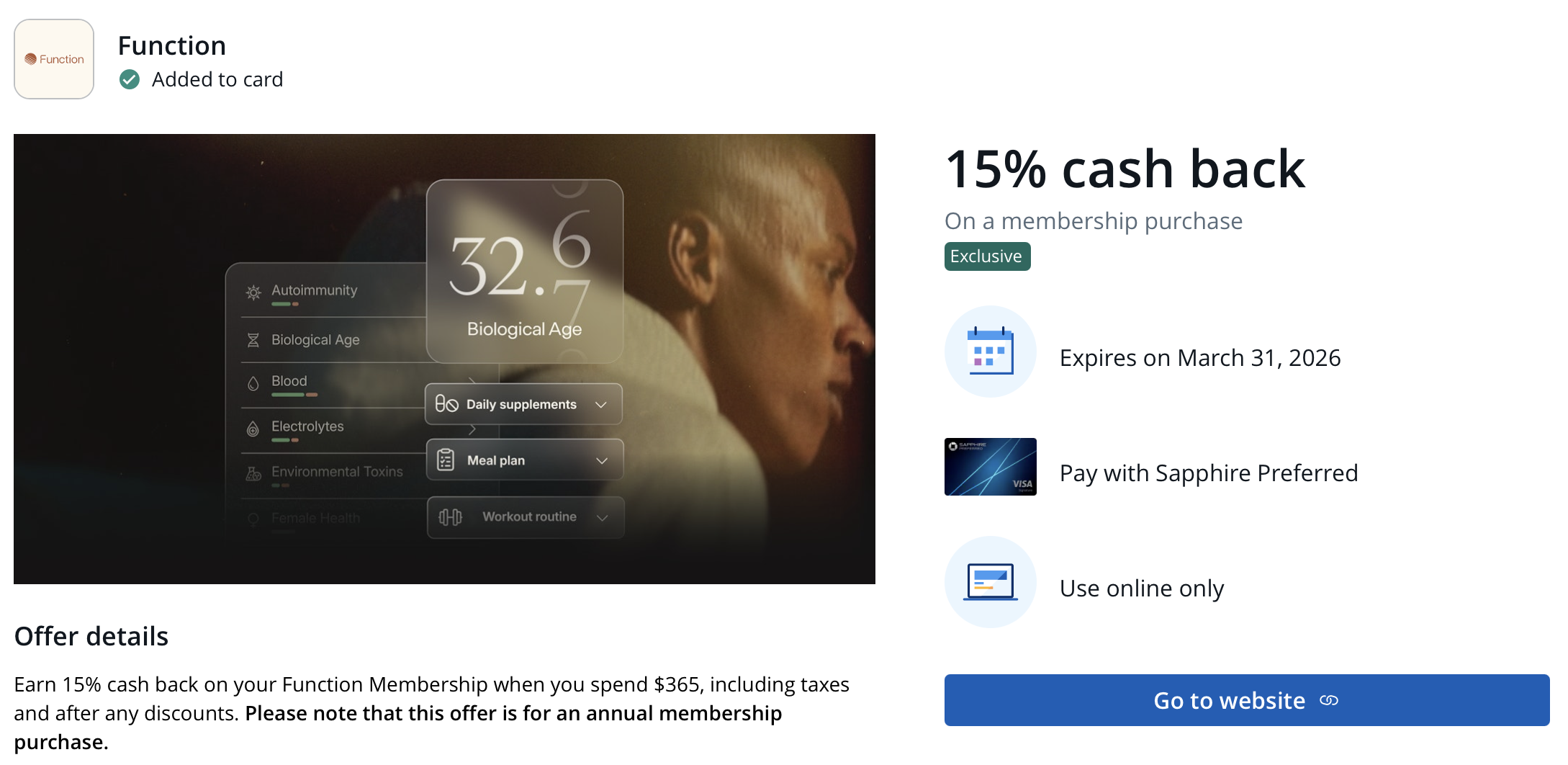 Chase offers for Function.