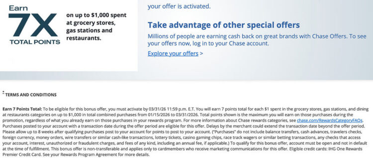 Chase IHG 7X Points Q1 26 Promo