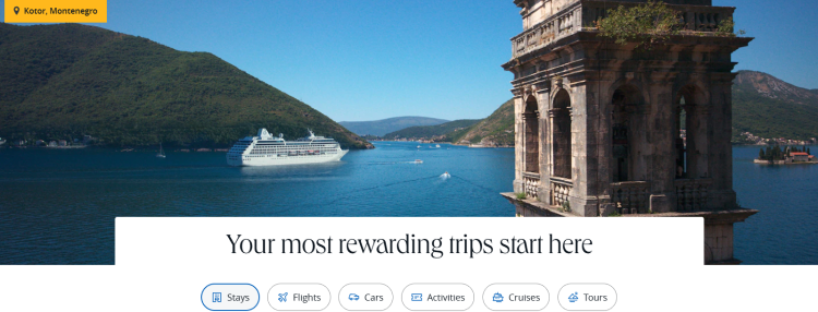 A screenshot of the Chase Travel Portal