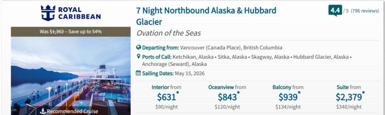 Choice Privileges Cruises Alasaka Example