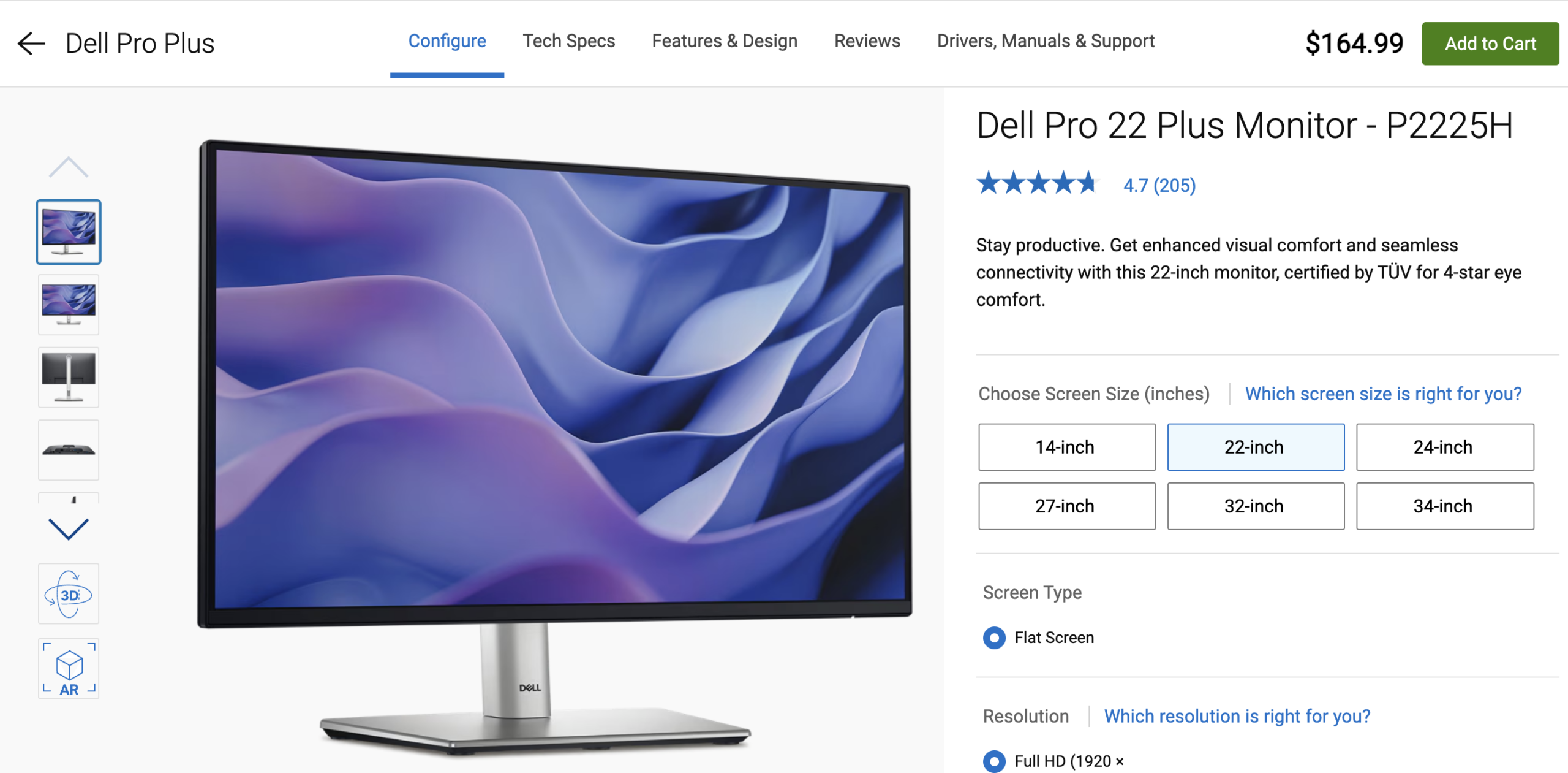 Dell listing for the Dell Pro 22 Plus Monitor