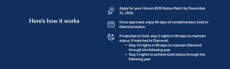 Hilton B2B status match terms.