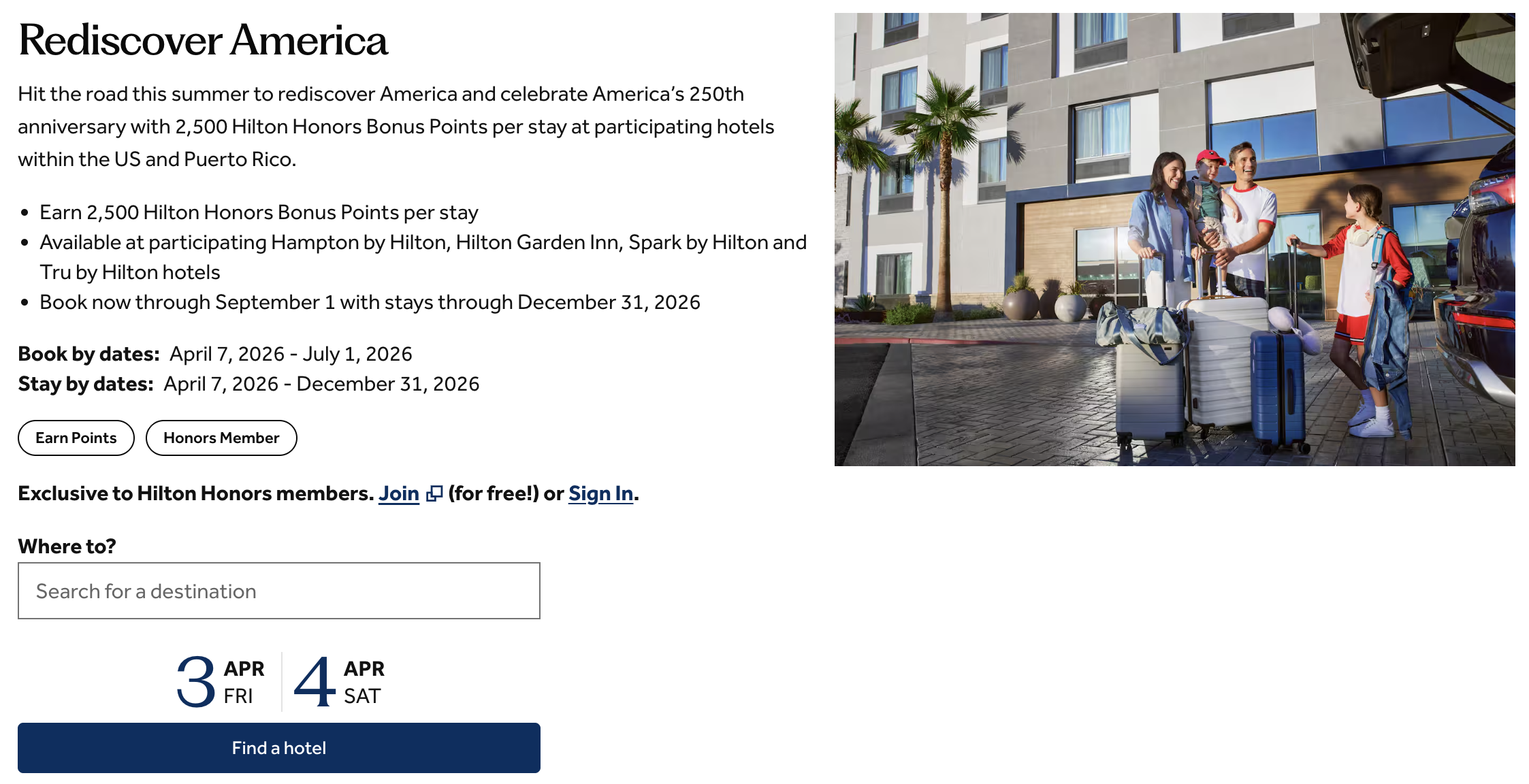 Hilton Rediscover America promo