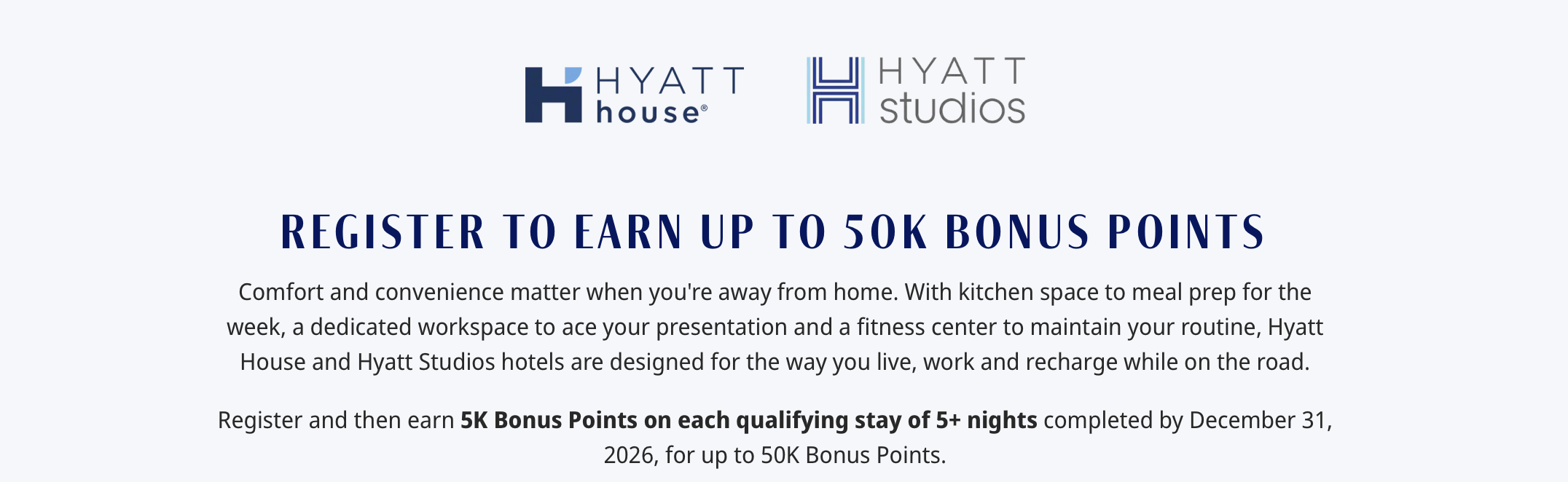 Hyatt House / Studios promo banner for January 2026.