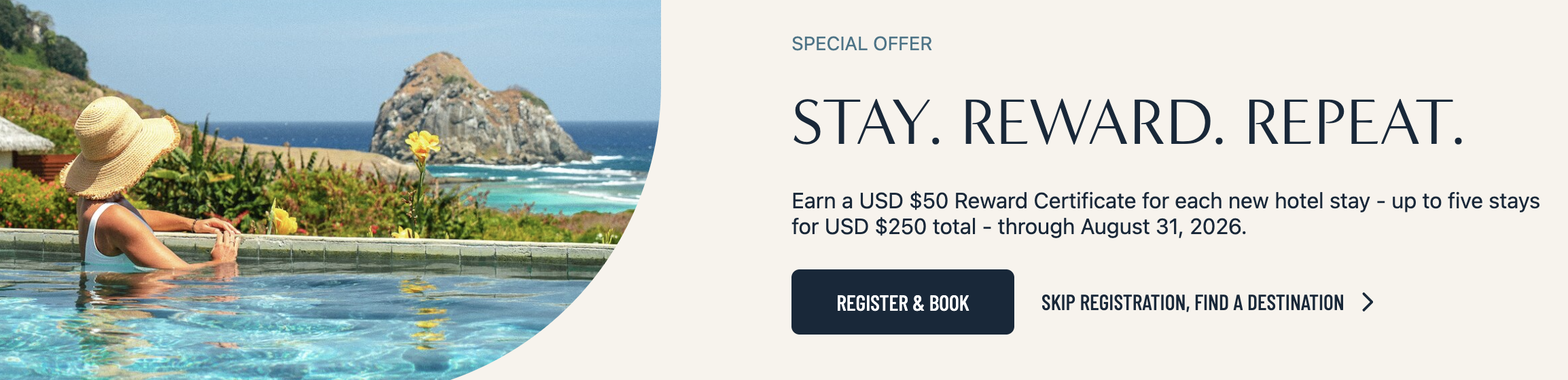 Screenshot of Preferred Hotels Stay Reward Repeat promo