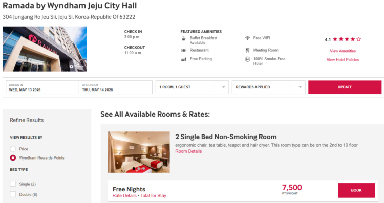 Jeju Island Wyndham Redemption