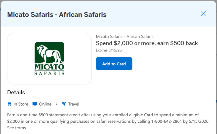 Amex Offer for Micato Safaris