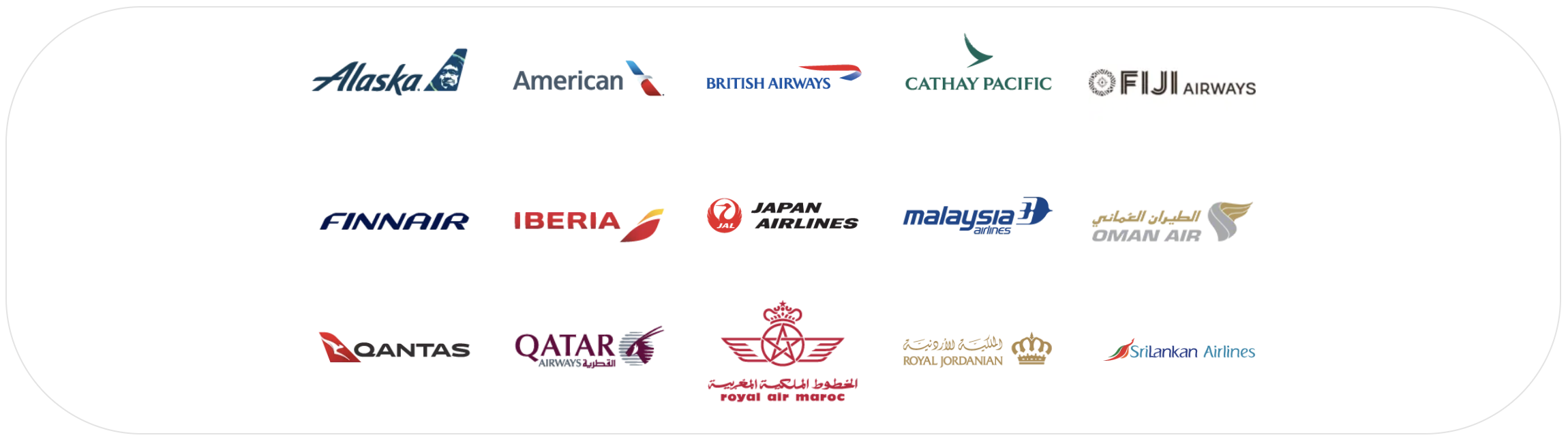 Screenshot of Oneworld Alliance member airlines.