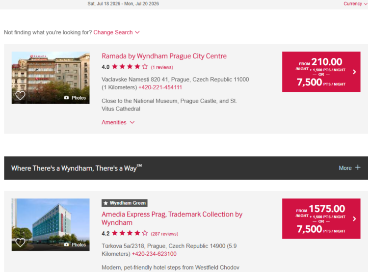 7,500-point Wyndham hotels in Prague
