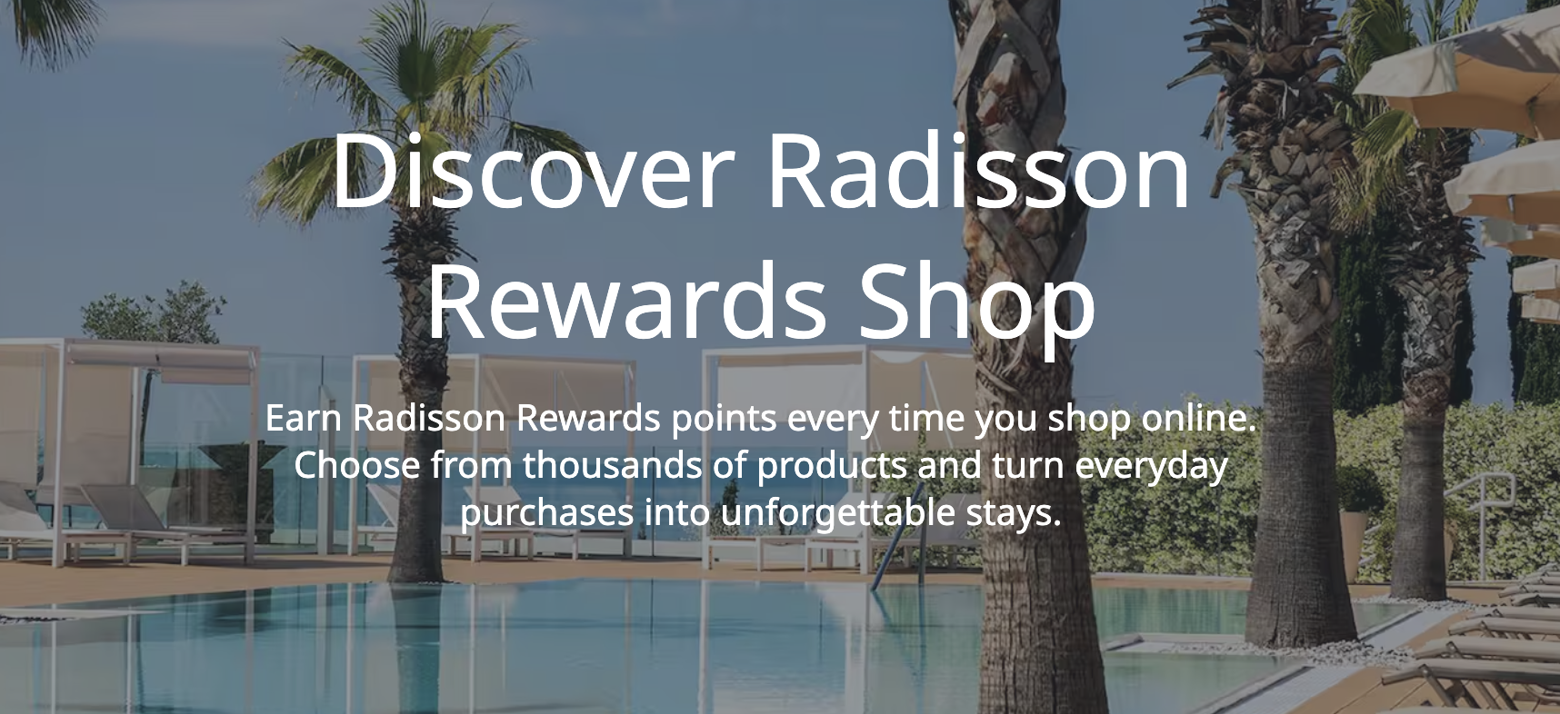 Radisson Shop portal home page.